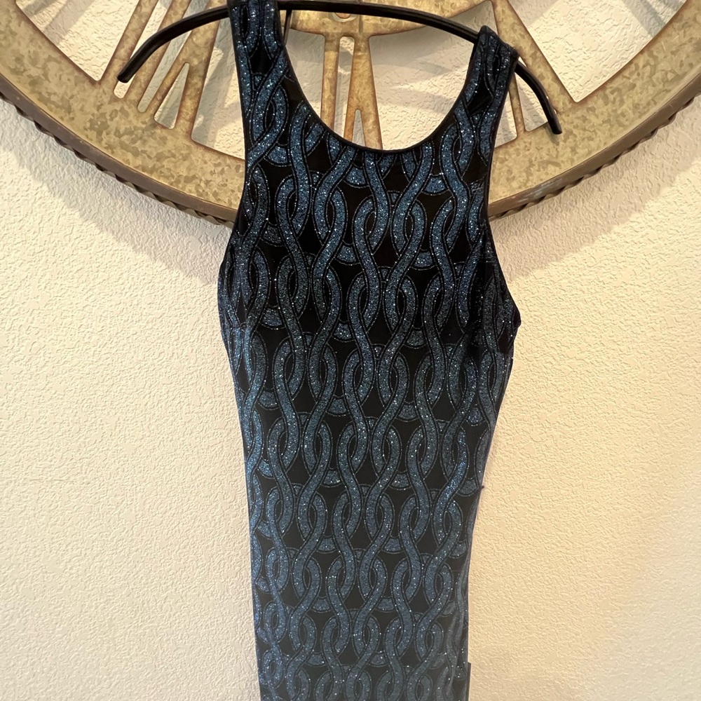 Body Con Mini Dress Dark Blue with glitter thread